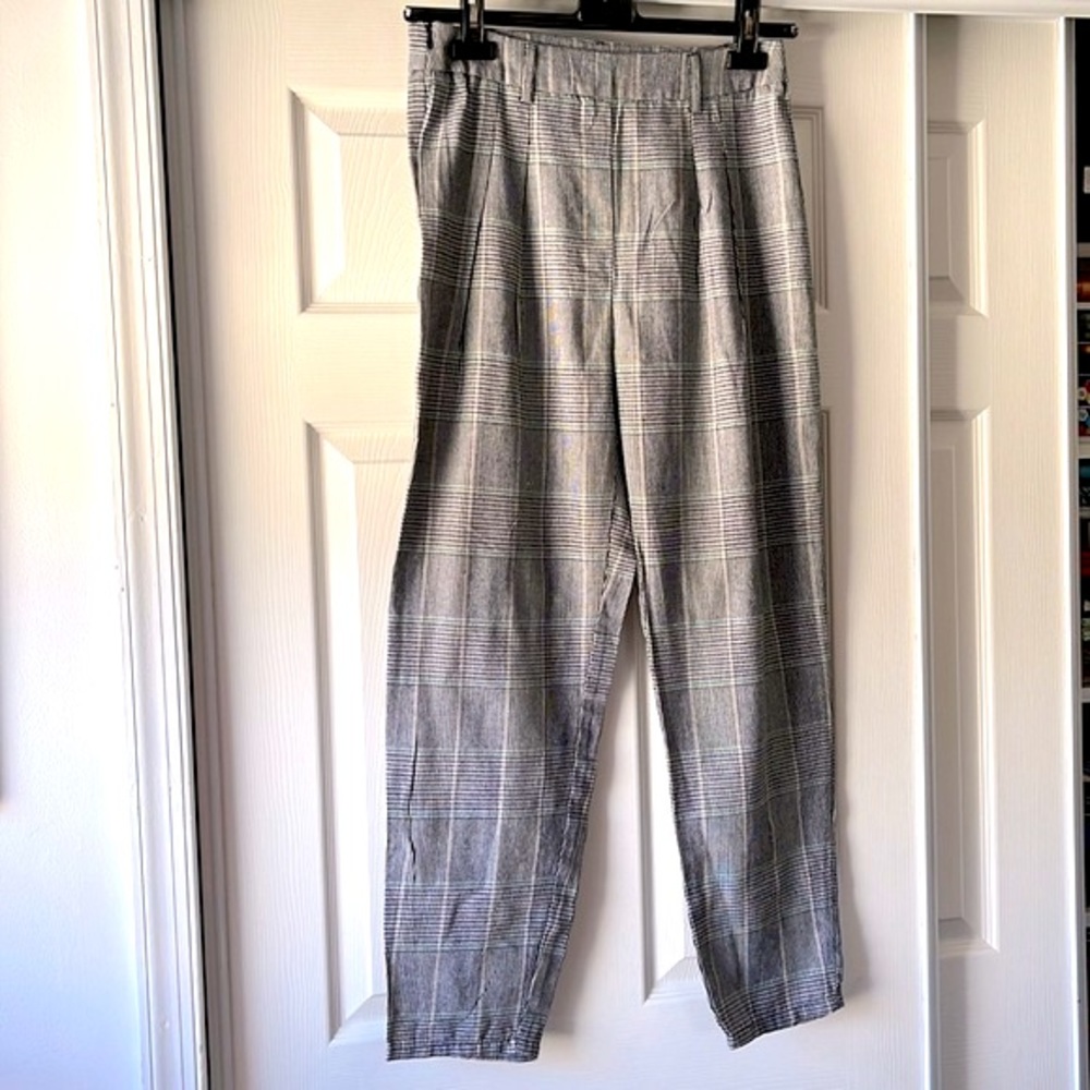 Shein Houndstooth Pants with side zip and Belt Loops